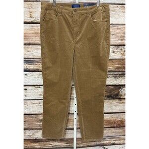 Talbots Women's Corduroy Pants Brown Curvy Straight Leg High Waist Sz 14 New